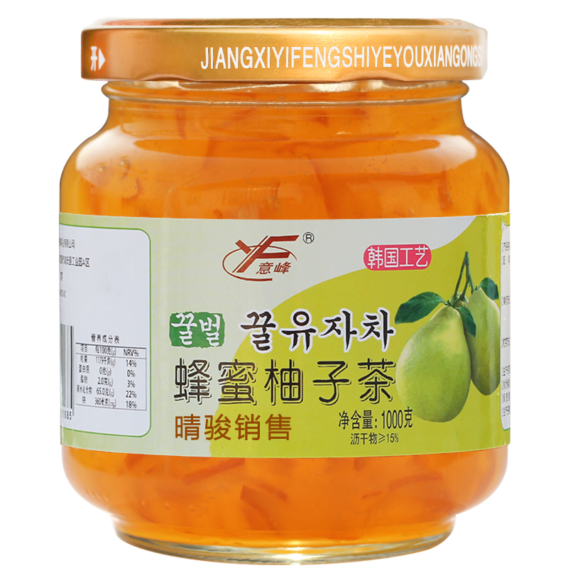 意峰蜂蜜柚子檸檬茶2Kg罐裝烘焙奶茶原料飲品沖飲水果茶果醬量販