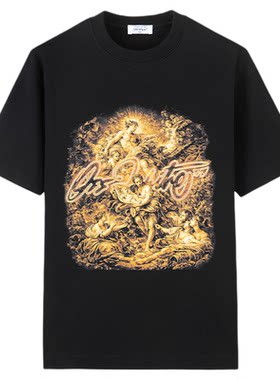 OFF-WHITE™情侣款古典油画人物印花短袖T恤男女同款纯棉潮流上衣