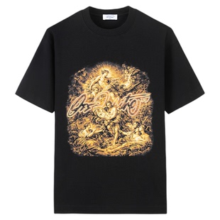 OFF-WHITE™情侣款古典油画人物印花短袖T恤男女同款纯棉潮流上衣