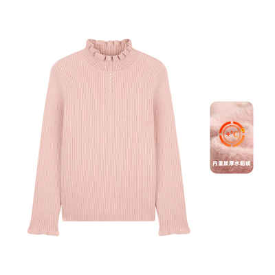 Amybaby女童珍珠半高领打底毛衣