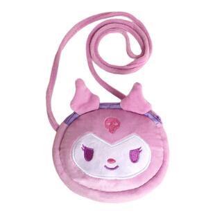 日系儿童毛绒斜挎包新款美乐蒂布丁狗卡通双层耳机钥匙口红收纳包