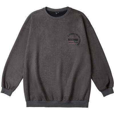 字母印花仿麂皮绒情侣圆领卫衣