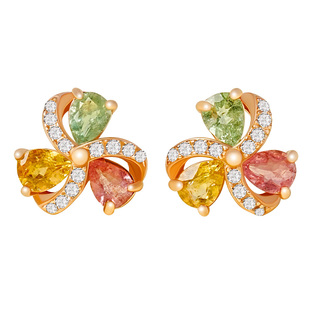 宫里上新碧玺耳钉女小众高级感彩色耳饰纯银独特漂亮耳环生日礼物