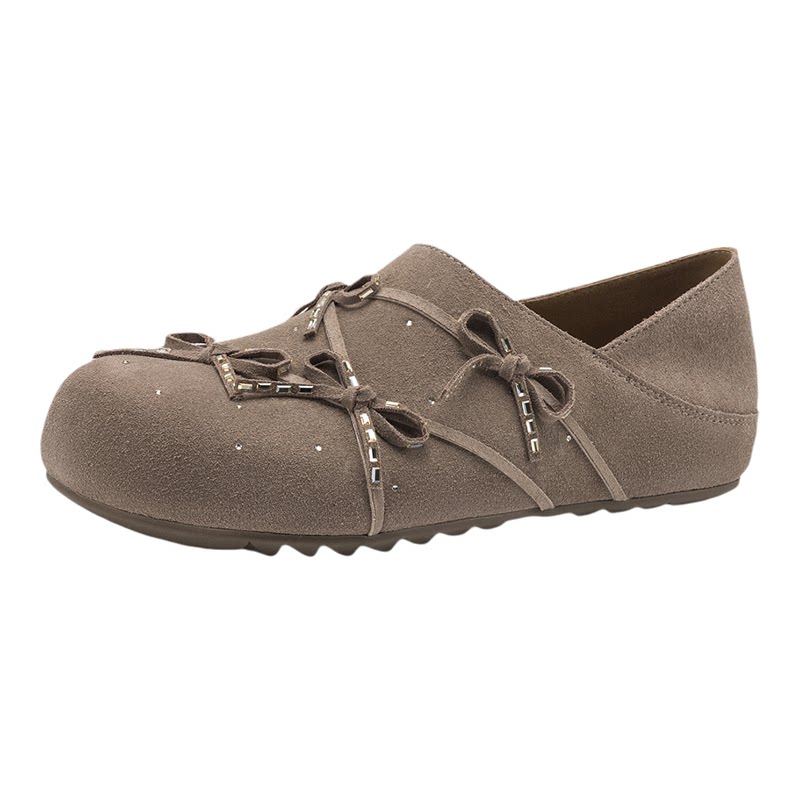星期六复古真皮蝴蝶结勃肯鞋女款