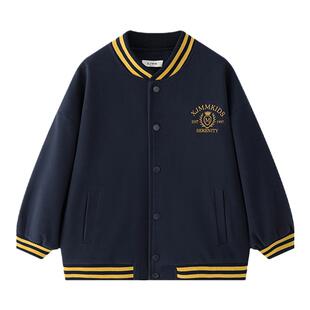 虾酱麻麻男童呢子外套冬装2026新款男孩学院风羊毛加厚儿童棒球服