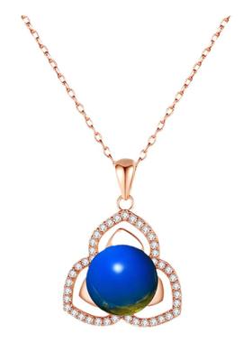 珠宝首饰2023国潮新品镀18K玫瑰金二代蓝珀琥珀蜜蜡挂坠复古项链