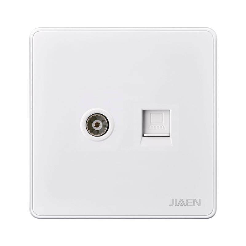 86型有线闭路电视机TV插孔电视插座面板六类网络网线电脑宽带插座
