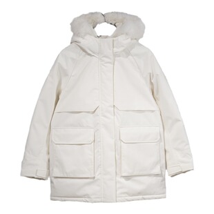 李宁连帽毛领中长款羽绒服女款2025冬季鸭绒轻薄棉服外套AYMU190