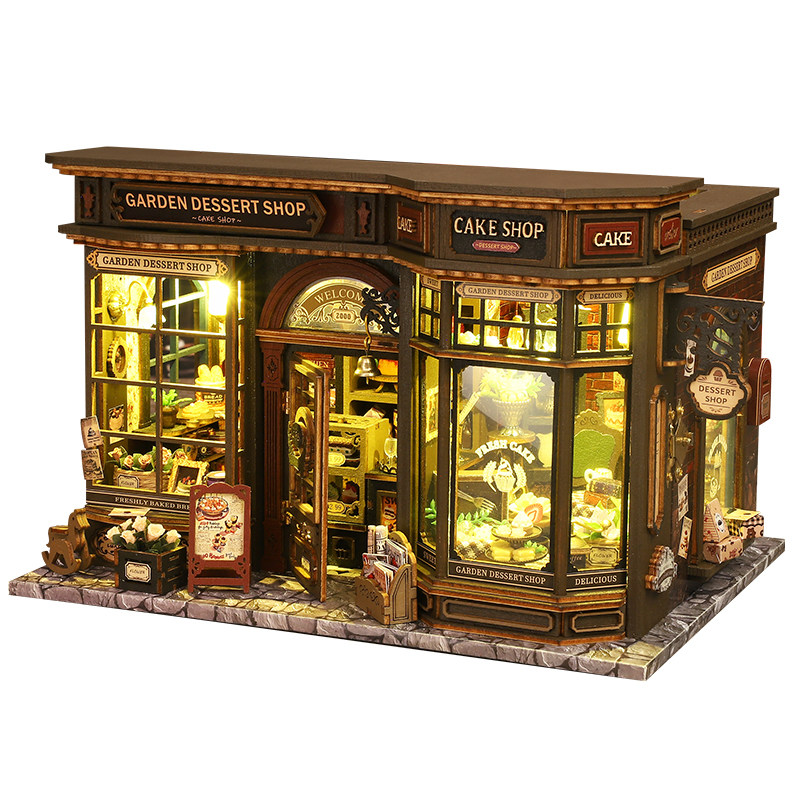 甜品店diy小屋微缩场景积木