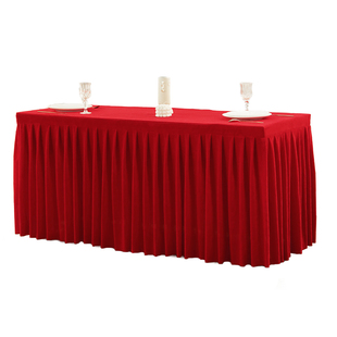 会议桌布长方形长条桌商务展会桌套罩简约金丝绒定制绒布布艺桌裙