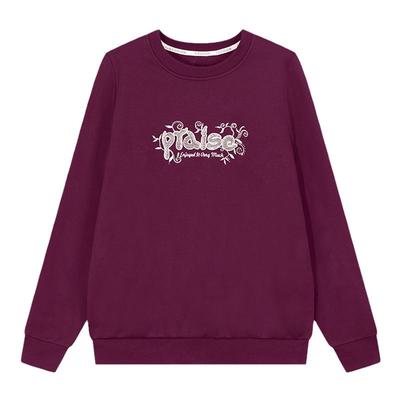 圆领紫色卫衣女秋冬加绒加厚