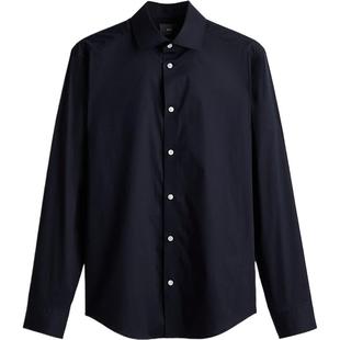 HM男装春季衬衫商务绅士翻领合身弹力衬衣工装0841808