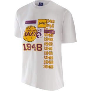 NBA官方正品男款早秋运动宽松圆领休闲户外舒适百搭短袖T恤湖人队