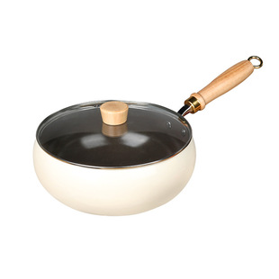 新款章丘大肚铁锅全新钛晶奶白小炒锅迷你小铁锅不粘家用炒锅