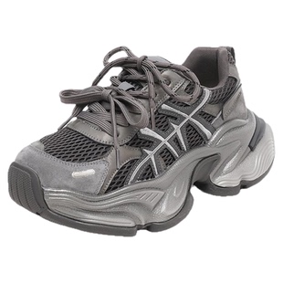 星期六老爹鞋女2025秋冬季新款厚底休闲运动鞋显脚小女鞋灰色跑鞋