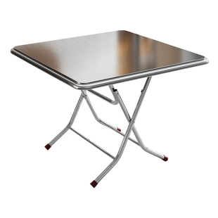 不锈钢折叠桌可折叠圆桌小方桌吃饭桌商用餐桌家用桌椅正方形桌子