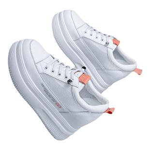 内增高网面小白鞋女2026春夏新款透气真皮厚底10CM百搭踩屎感女鞋