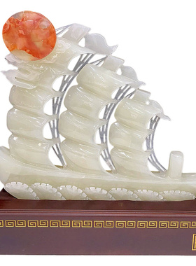 一帆风顺办公室帆船天然玉石新居