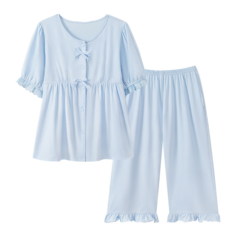 康汝雅夏季纯棉短袖七分裤家居服