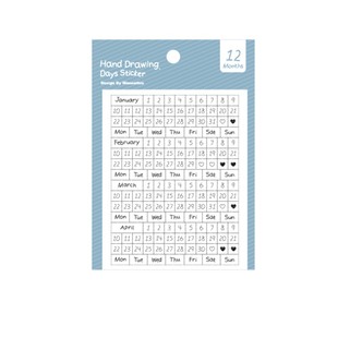 韩国wannathis简约月份日期数字透明贴纸日记手账本DIY装饰标记贴