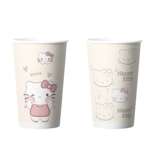 kitty一次性纸杯奶茶杯子凯蒂茶水杯加厚咖啡果汁冷热饮品料带盖