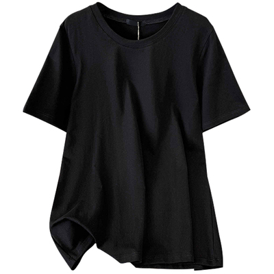 韩版简约风纯色显瘦小个子T恤衫