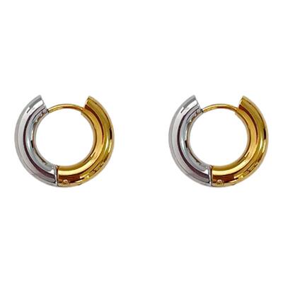 金银撞色中性耳圈钛钢简约高级感