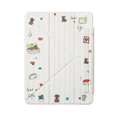 居家狗狗拼贴ipadpro保护套可爱趣味苹果平板ipadpro卡通笔槽ipadair4保护壳个性11寸12.9寸小众苹果ipad壳