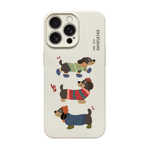 适用苹果15promax腊肠狗手机壳iPhone14promax可爱创意穿搭腊肠狗13mini镜头全包防摔12pro硅胶软壳11pro有趣