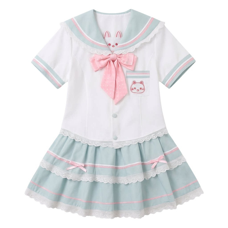 雾砚JK原创魔力喵喵正版甜美学院风JK制服套装水手服女短袖收腰