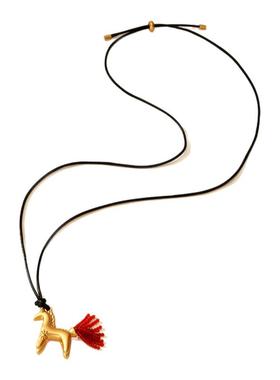 卡洛美鎏金跃焰小马项链女2025新款小马流苏吊坠简约马到成功项链