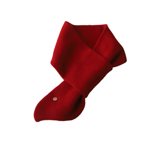 懒人便捷穿插羊毛小围巾斜角护颈针织围脖保暖简洁百搭质感金属标