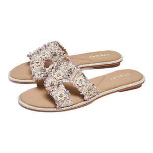 【花语蝶珠】星期六蝴蝶水钻25夏季时尚新款拖鞋女凉鞋SSD2110307
