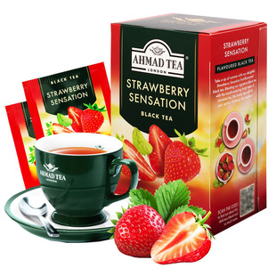 买3送1原装进口英国亚曼茶AHMADTEA草莓味红茶水果味独立袋泡茶包