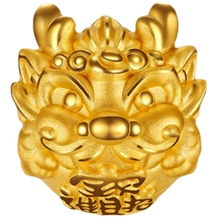 金至尊财金龙硬足金吊坠生肖黄金转运珠串珠送女友老婆本命年礼物