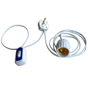 3插末端开关灯座线长度定制延长E27螺口灯线大功率三脚插头灯头线