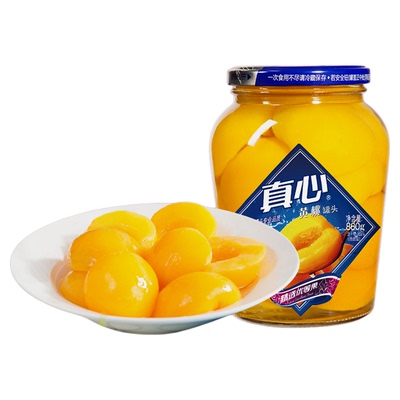 真心罐头黄桃罐头糖水橘子玻璃瓶
