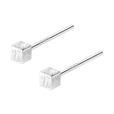 999纯银简约几何方块耳钉女