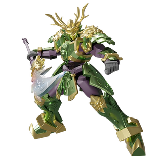 国潮三国关羽赵云机甲儿童拼装模型战甲男孩益智玩具手办高达积木