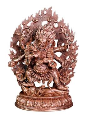 紫铜六臂玛哈嘎拉佛像那洛空行母红铜像尼泊尔供奉工艺品财宝天王