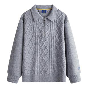 NAVIGARE意大利小帆船半拉链绞花毛衣男休闲翻领针织打底衫秋冬