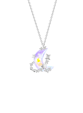 新月小夜曲极光琉璃纯银项链