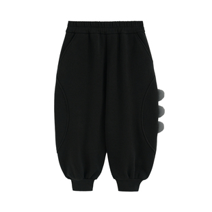 砚台家童装加绒针织卫裤冬装男童黑色休闲裤儿童束脚裤宝宝运动裤