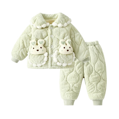 宝宝加绒睡衣套装冬季