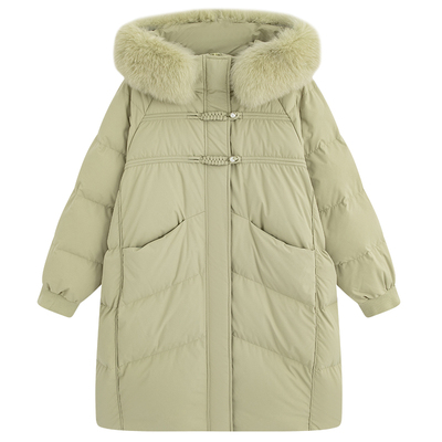 大码清新中国风长款羽绒服外套