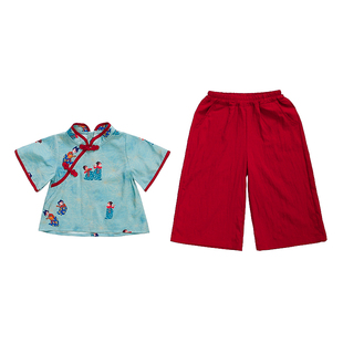 女童国风套装夏季2026新款儿童新中式上衣薄款裤子女宝宝夏装汉服