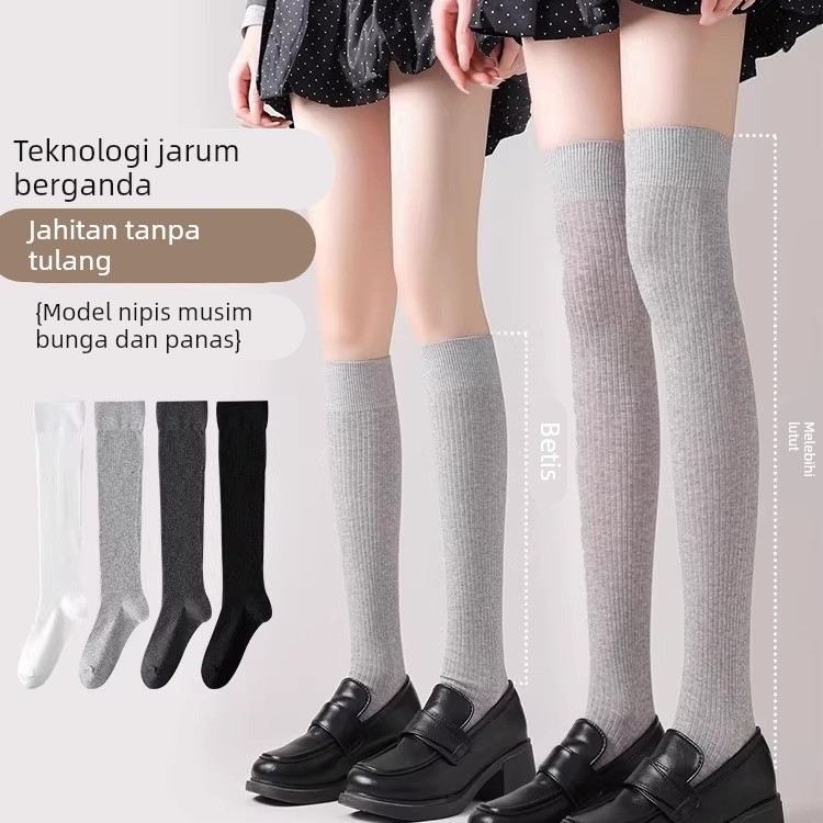 灰色小腿袜女jk过膝袜春秋夏季薄款压力瘦腿高筒袜防下滑纯棉袜子