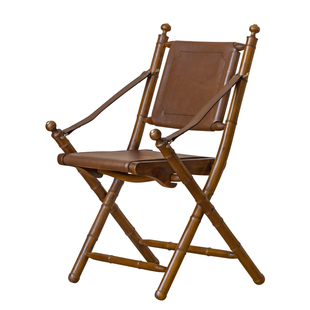 慕芮雅北欧实木折叠椅子真皮狩猎椅设计师复古休闲扶手椅阳台躺椅