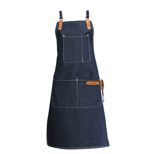 时尚牛仔围裙定制印字咖啡奶茶店厨房餐饮烘焙美甲男女背带工作服