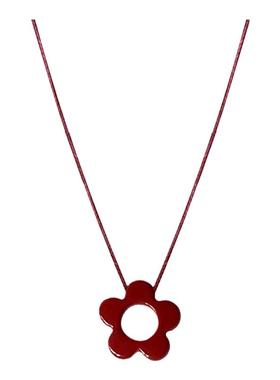 红色花朵吊坠项链秋冬百搭